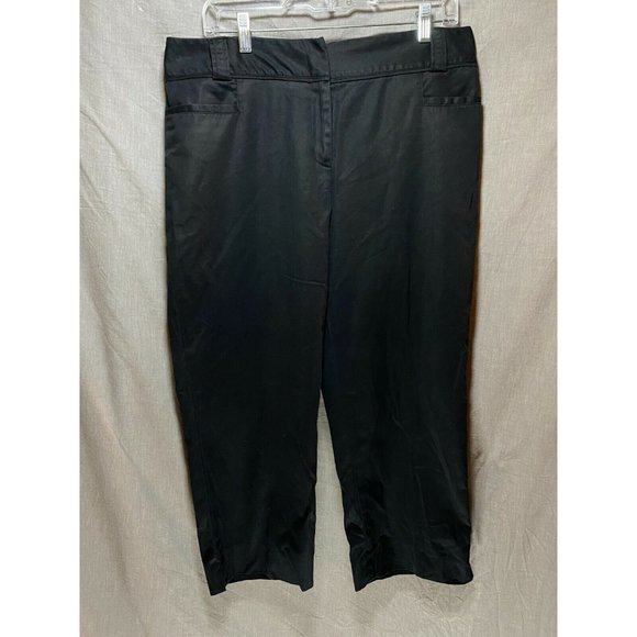 Apt 9 Maxwell Pants Womens 12 Black Chino Casual Pocketed Capris Ladies‎ 34x22. - Picture 1 of 11